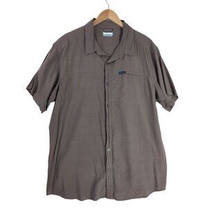 Columbia Sportswear Button Up Shirt Mens XL Brown Short Sleeve Casual Dad